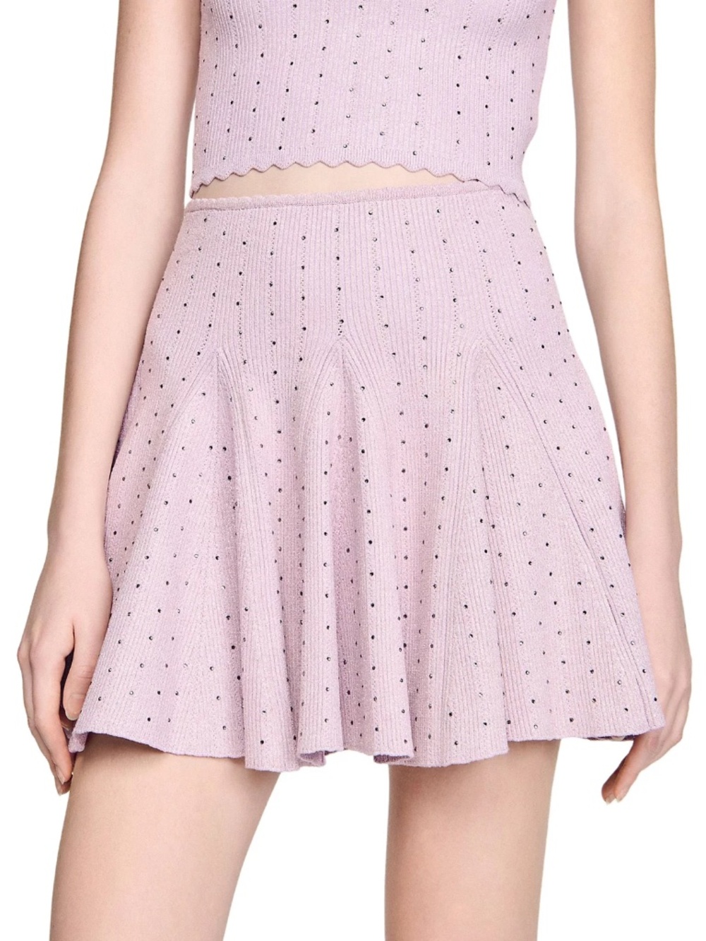 Tea Short Rhinestone Knit Skirt